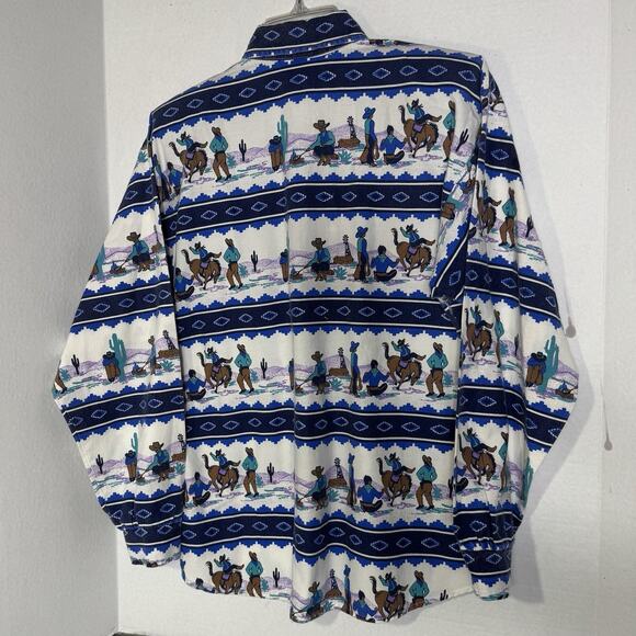 Vintage Roper Women’s Western Shirt Small Cowboy Rodeo Print Shoulder Pads USA - Picture 6 of 13